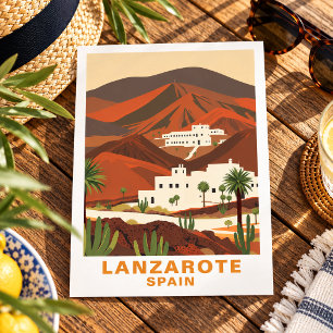 Vintage Lanzarote, Spain Travel Postcard