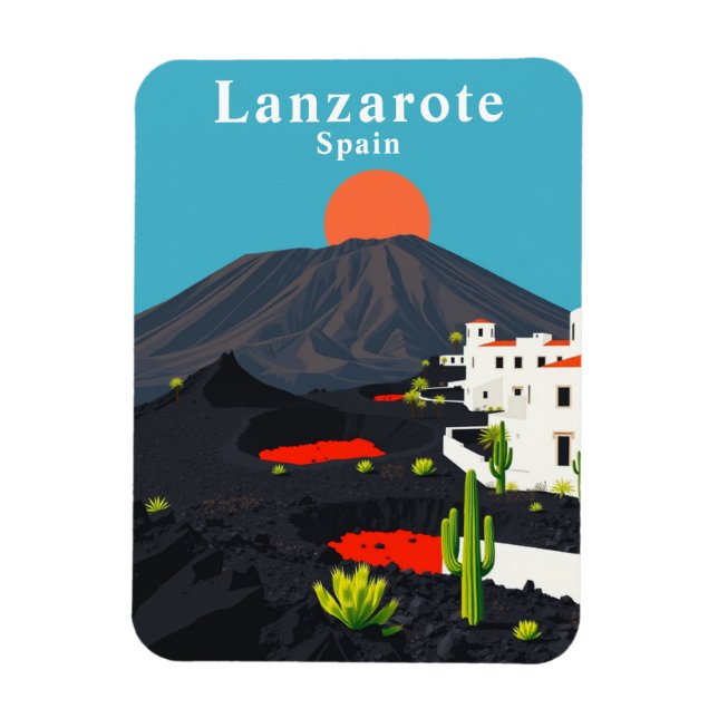 Vintage Lanzarote Spain Travel Souvenir Magnet (Vertical)