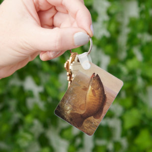 Vintage Largemouth Brown Bass Fish, Sports Fishing Key Ring