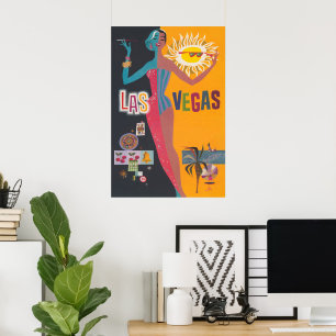 Vintage Las Vegas Gambling Travel Poster Art
