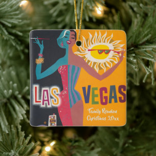 Vintage Las Vegas Gambling Travel Poster Art Ceramic Ornament