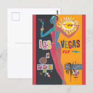 Vintage Las Vegas Gambling Travel Poster Art Postcard