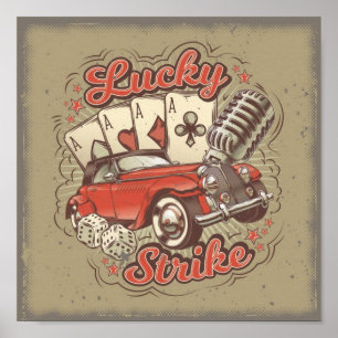 Vintage Las Vegas Lucky Strike Poster