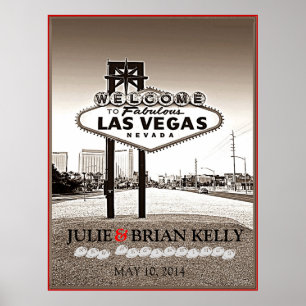 Vintage Las Vegas Wedding Guest Book Poster