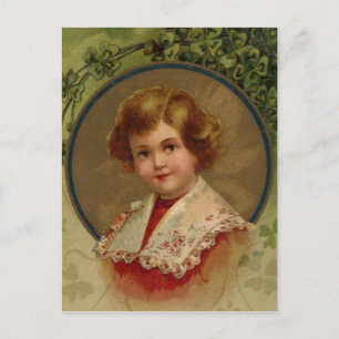 Vintage Lass St. Patrick's Day Postcard