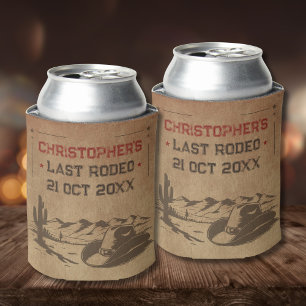 Vintage Last Rodeo Rustic Cowboy Bachelor Party Can Cooler