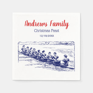 Vintage Late 1800s Women Rowers Crew Team on Lake Napkin