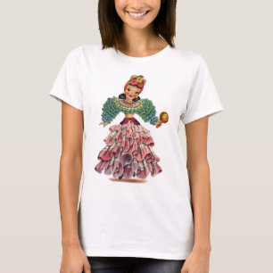 Vintage Latin dancer girl traditional dress T-Shirt
