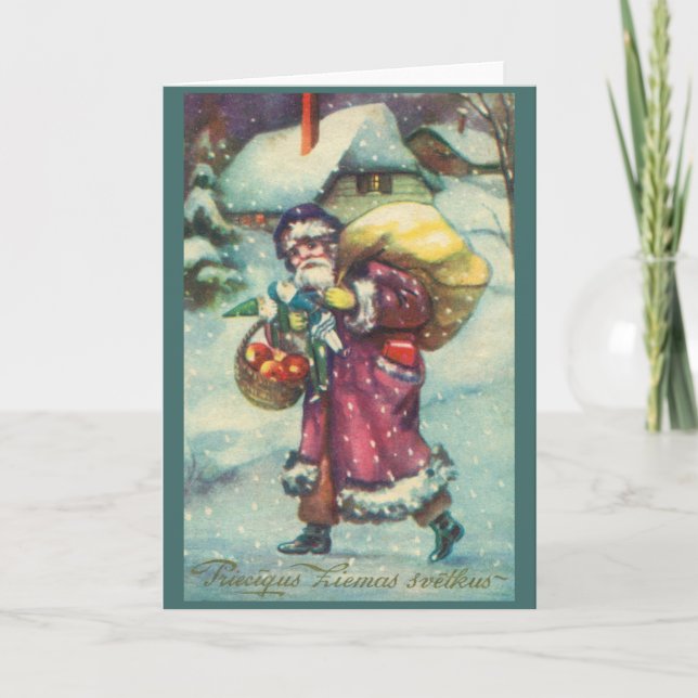 Vintage Latvian Christmas Greeting Card (Front)