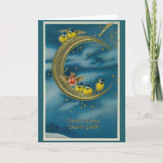 Vintage Latvian New Year Greeting Card (Front)