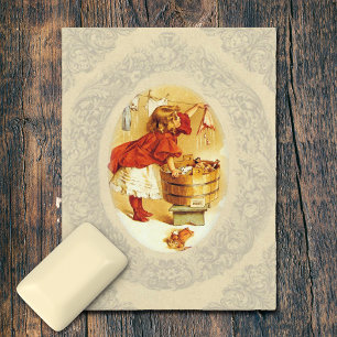 Vintage Laundry Girl Postcard