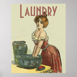 Vintage Laundry Room, edit text Poster