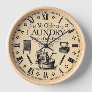 Vintage Laundry Room Wall Clock
