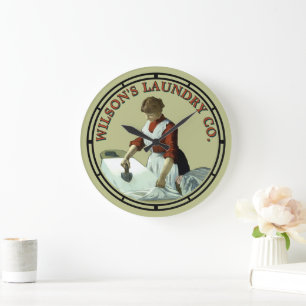 Vintage Laundry Sign Large Clock