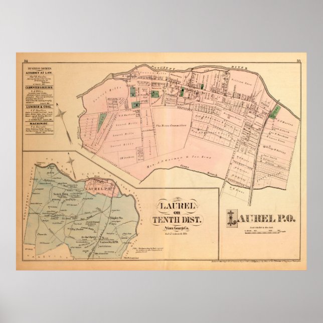 Vintage Laurel MD Map (1879) Poster (Front)