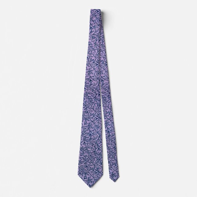 Vintage Lavender Blue Floral Tie (Front)