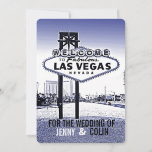 Vintage Lavender Blue Las Vegas Wedding Invites