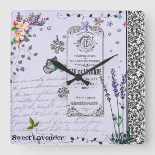 Vintage Lavender Collage clock