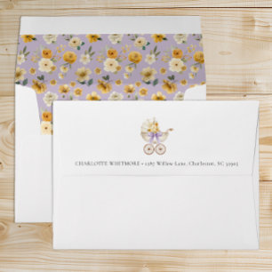 Vintage Lavender Floral Carriage Envelope