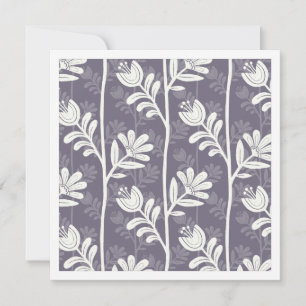 Vintage Lavender Floral Silhouette Botanical Art Card