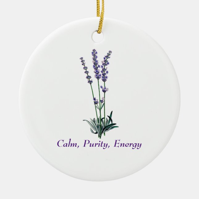 Vintage Lavender Flower Ceramic Ornament (Front)