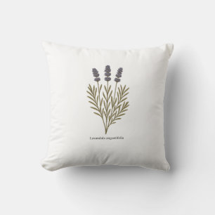 Vintage Lavender Flower Illustration Cushion