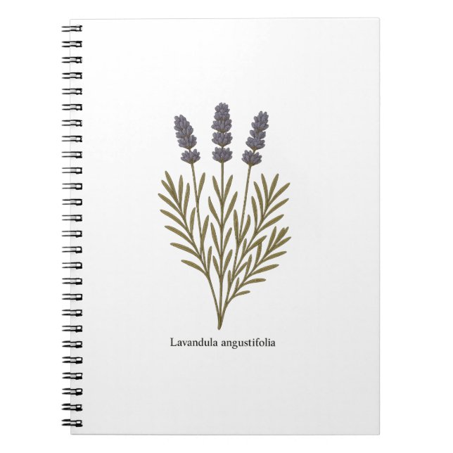 Vintage Lavender Flower Illustration Notebook (Front)