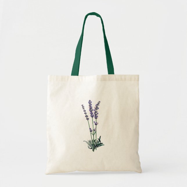 Vintage Lavender Flower Tote Bag (Front)
