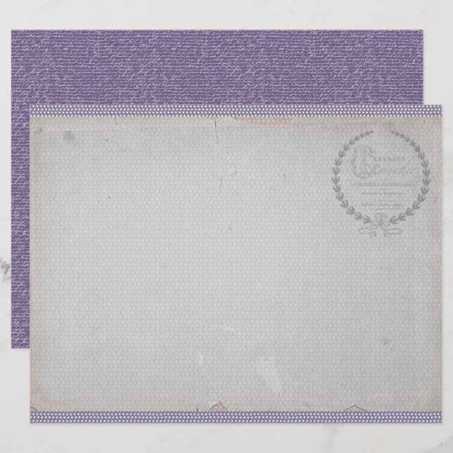 Vintage Lavender Journal Paper Sheet (Front/Back)