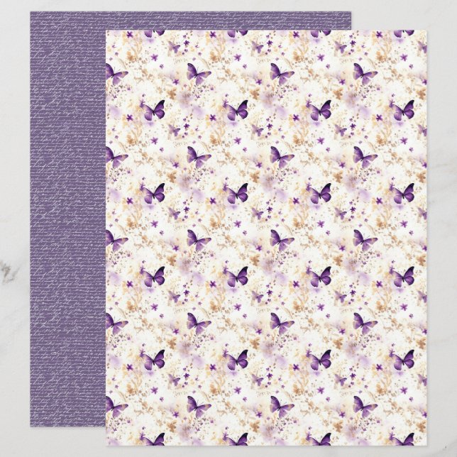 Vintage Lavender Journal Paper Sheet (Front/Back)