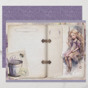 Vintage Lavender Journal Paper Sheet