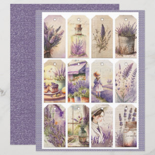 Vintage Lavender Journal Paper Sheet