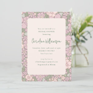 Vintage Lavender Lilac Green Floral Bridal Shower Invitation