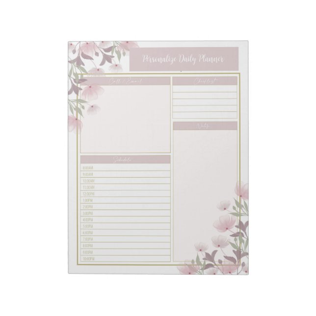 Vintage Lavender Mauve Flowers Floral Planner Notepad (Rotated)