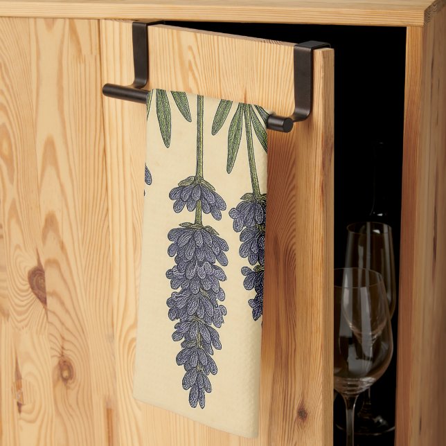 Vintage Lavender on Weathered Paper Tea Towel (Thirds Fold)