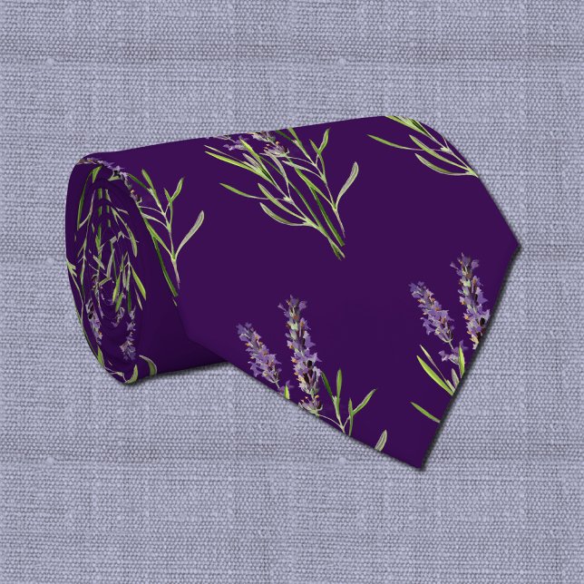 Vintage Lavender pattern-  in dark purple Tie (Creator Uploaded)