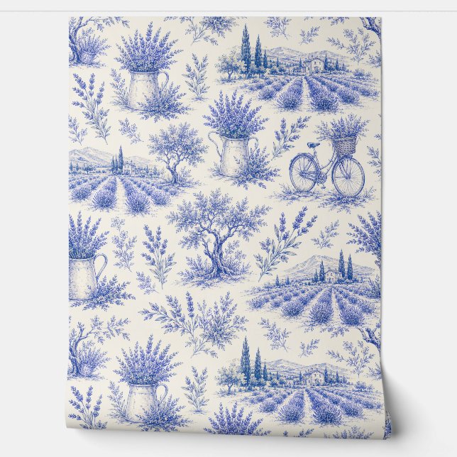 vintage lavender pattern wallpaper (Unrolling)