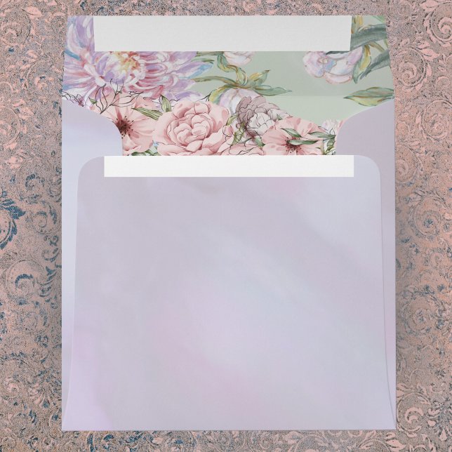 Vintage Lavender Peony Wedding Envelope (Creator Uploaded)