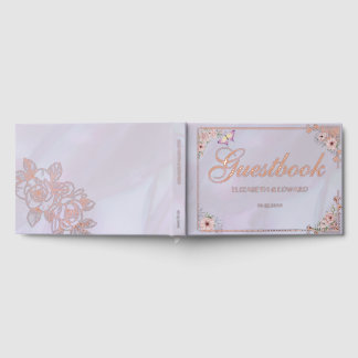 Vintage Lavender Peony Wedding Foil Guestbook