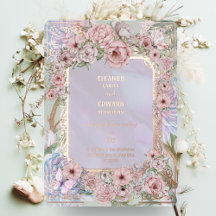 Vintage Lavender Peony Wedding Foil Invitation