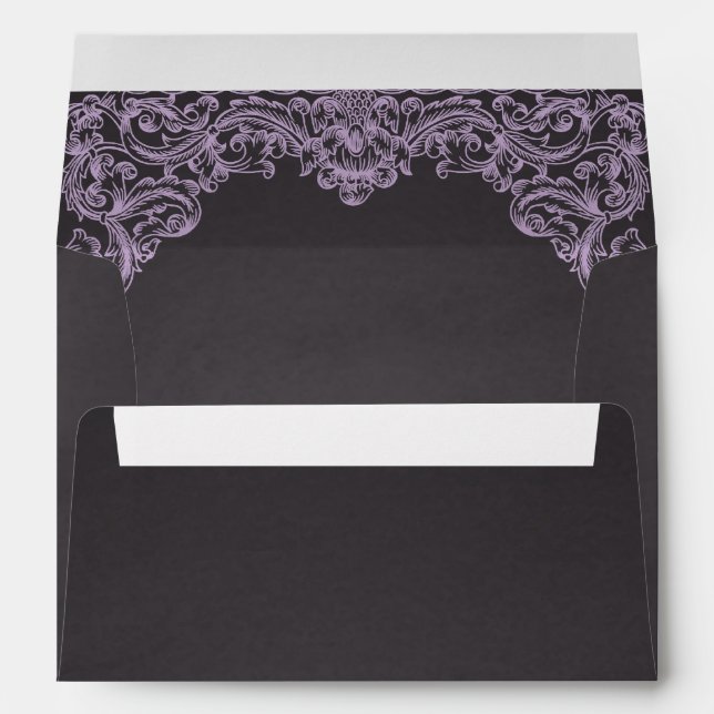 Vintage lavender purple frame & chalkboard wedding envelope (Back (Bottom))