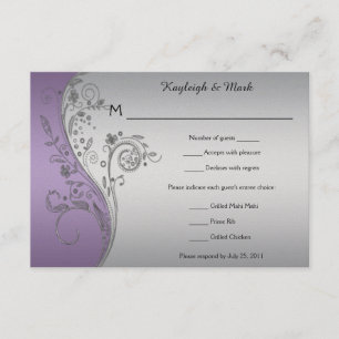 Vintage Lavender Purple Silver Floral RSVP Card
