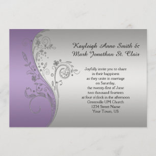 Vintage Lavender Purple Silver Wedding Invitation
