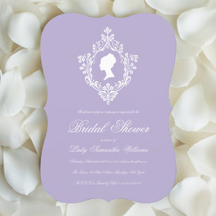 Vintage Lavender Regency Lady Crest Bridal Shower Invitation