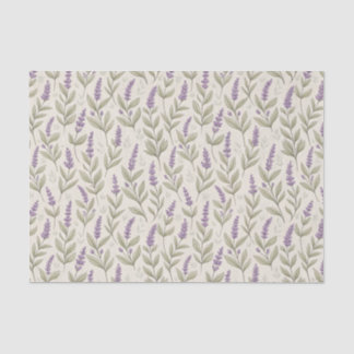 Vintage Lavender Sprigs Cream Botanical Farmhouse Tissue Paper