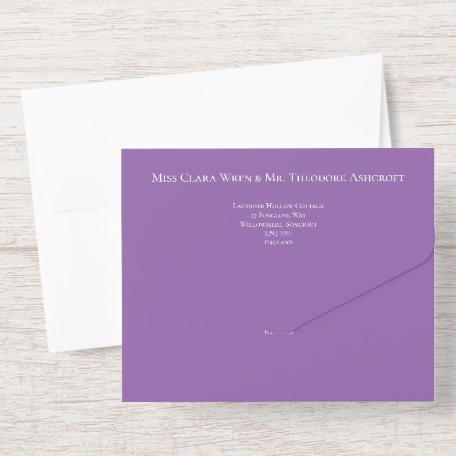 vintage lavenders  -  gold foil  all in one invitation (Envelope)