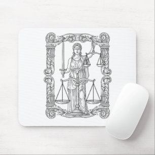 Vintage Law & Justice Line Art Legal Professional Mouse Pad