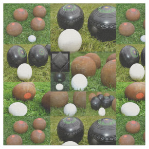Vintage Lawn Bowls Photo Collage, Fabric