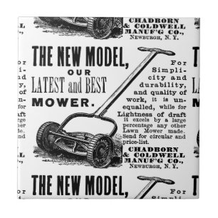 Vintage lawn mower advert ceramic tile