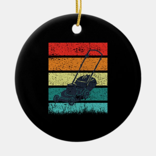 Vintage Lawn Mower Ceramic Ornament (Front)